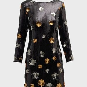 Milly Selene Bateau-Neck 3D Floral Sequin Mini Dress
size 12 NWT